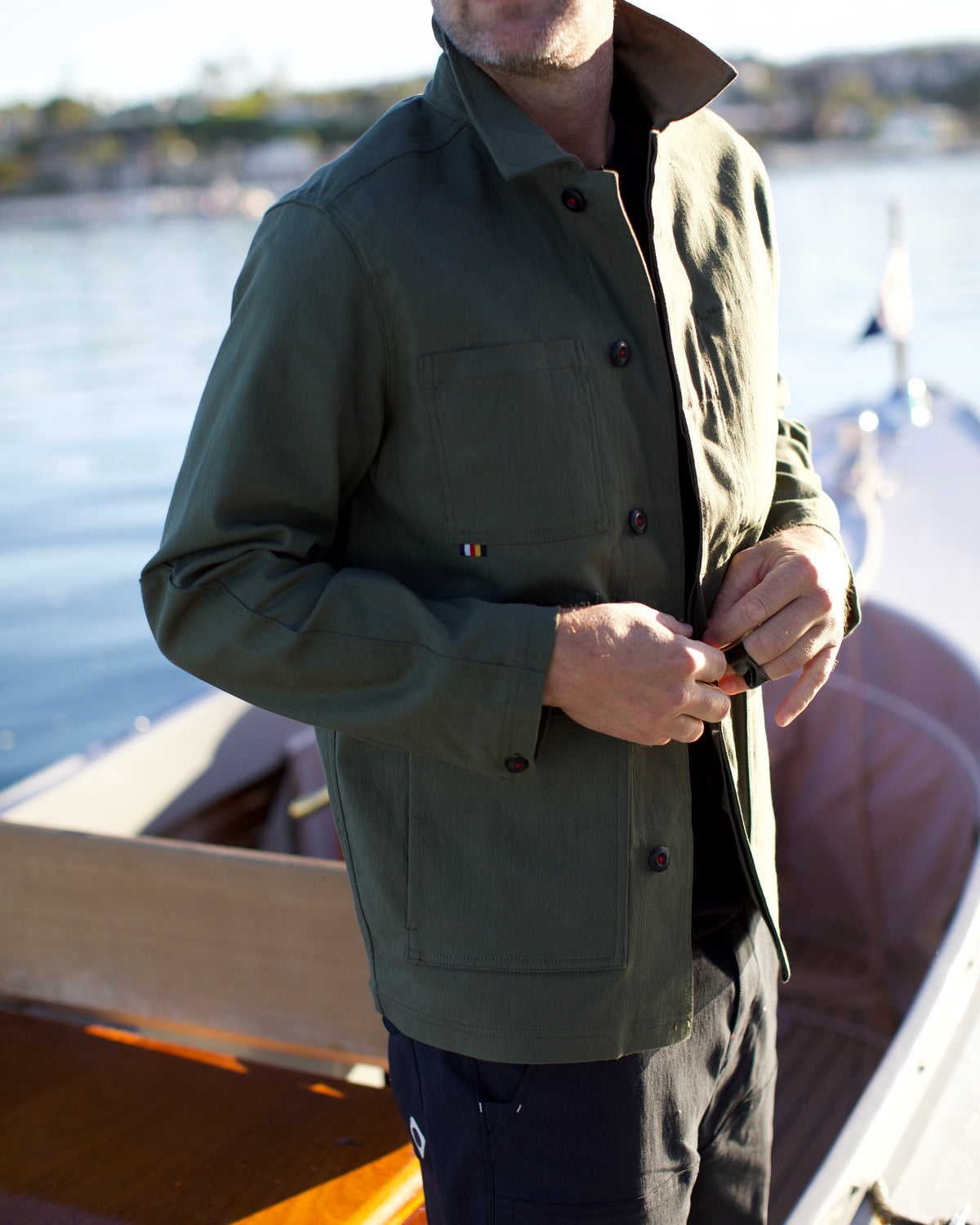 ola canvas utility jacket cargo khaki boating