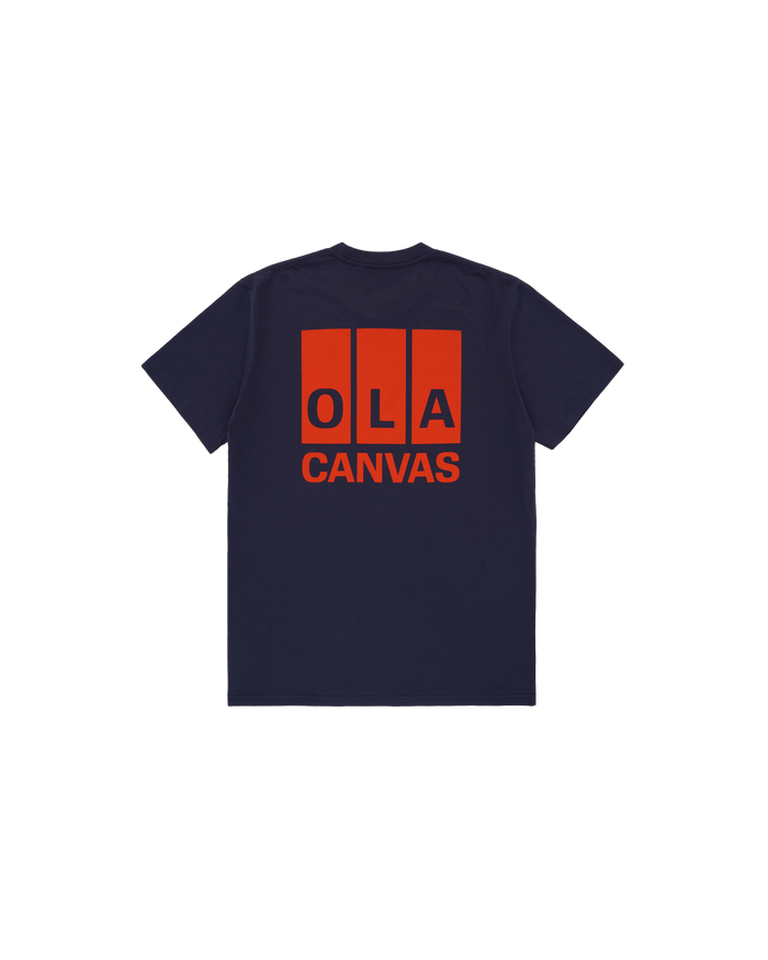 ola canvas channel tee navy back graphic