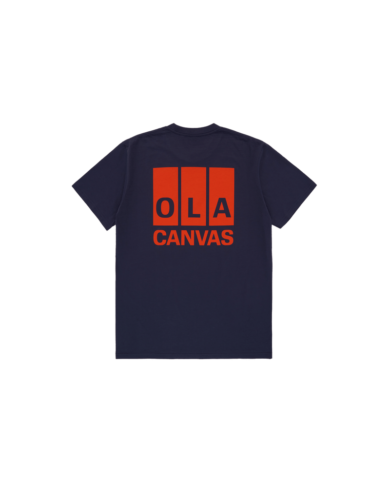 ola canvas channel tee navy back graphic