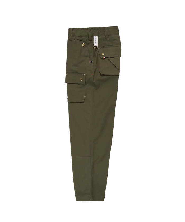 Green cargo pants on a white background