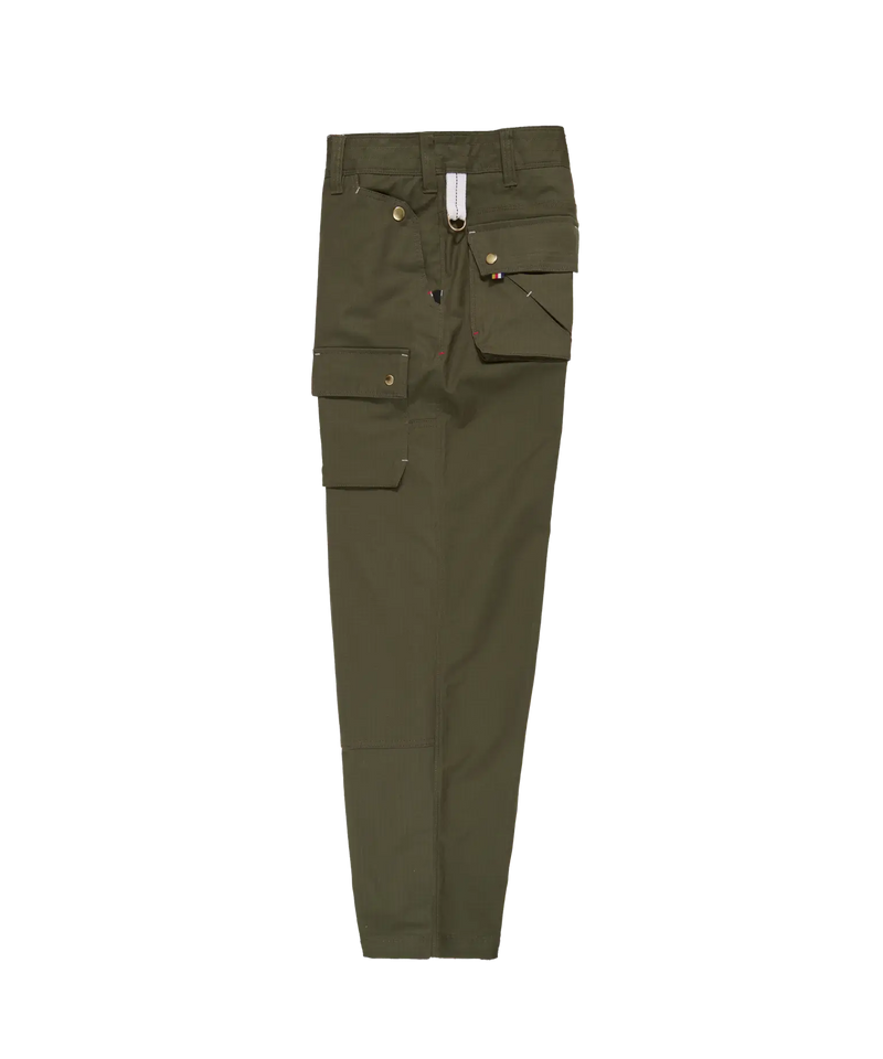 Green cargo pants on a white background