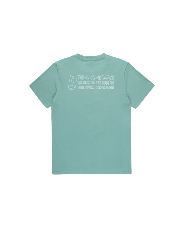 ola canvas palace ave tee aquatic blue back