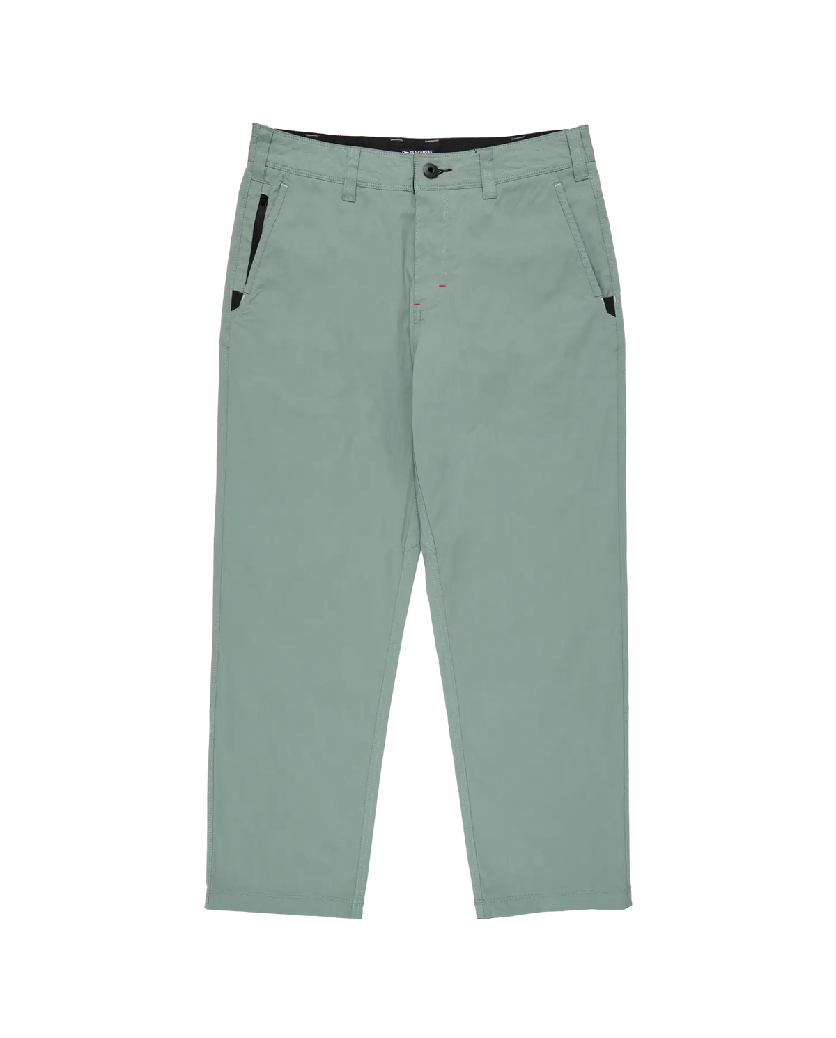 lightweight green micro-ripstop pant with black zipper