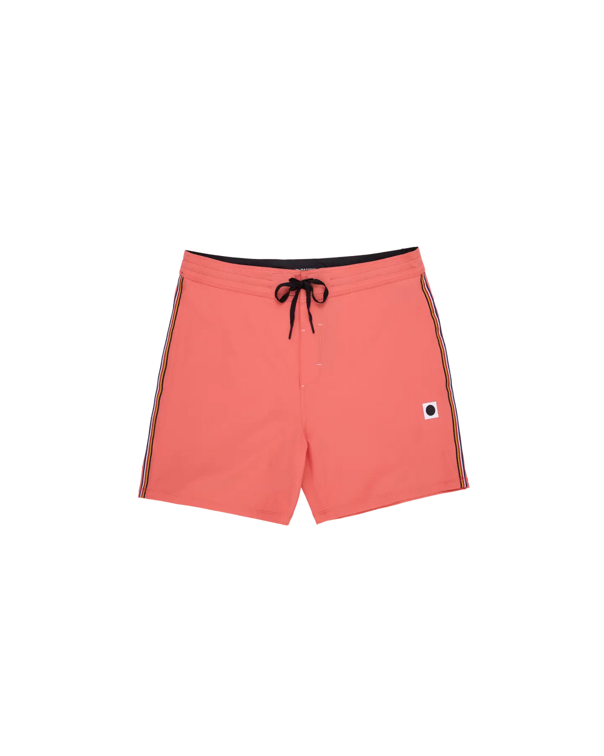 coral boardshorts with color bar side stripe