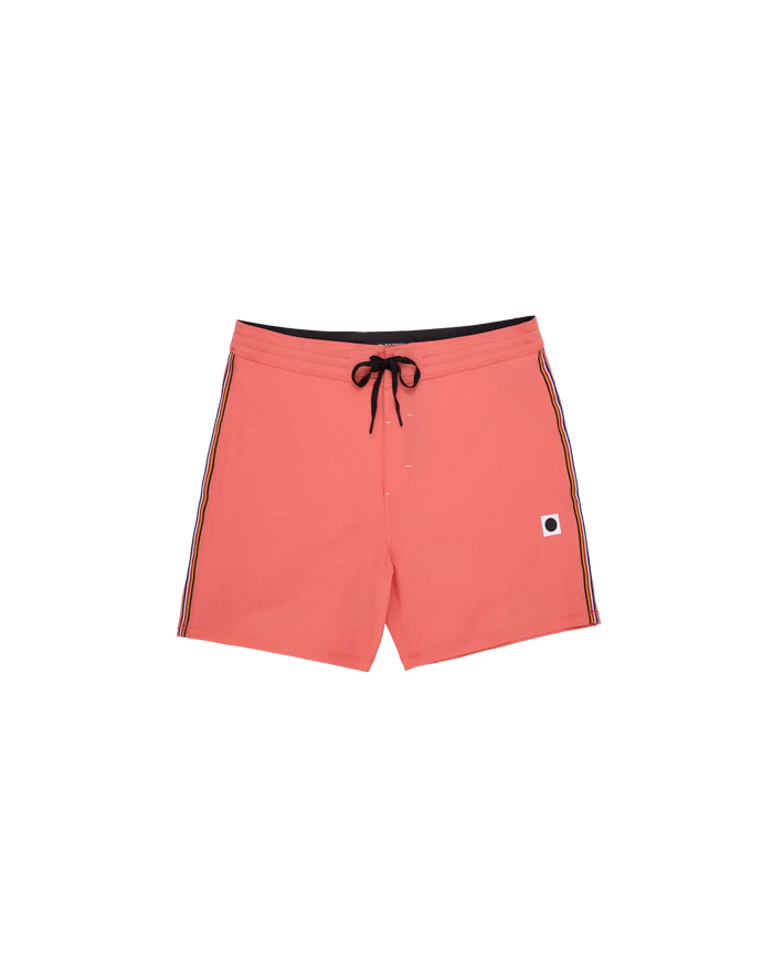 coral boardshorts with color bar side stripe