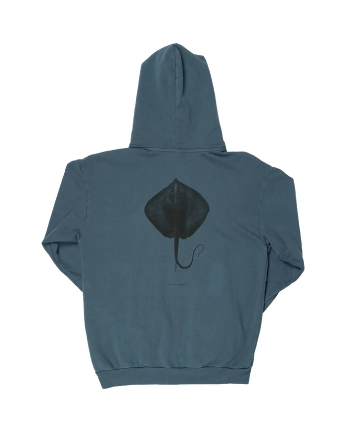 ola canvas ray back hoodie steel blue back print