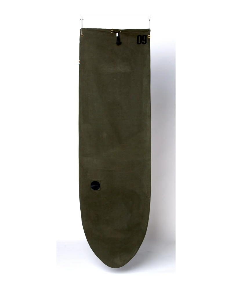 ola canvas round nose surfboard board bag military green