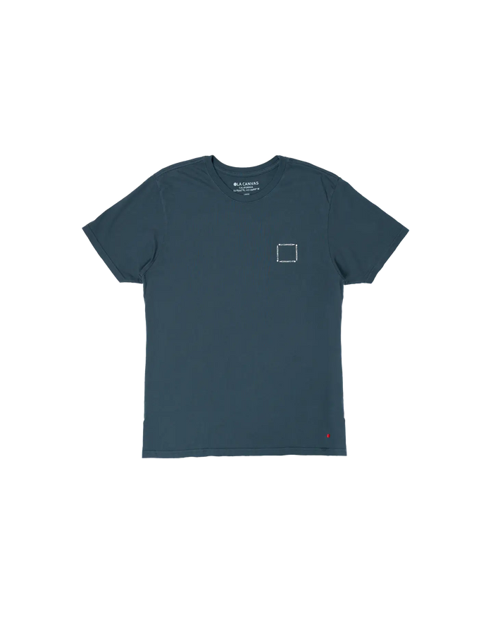 ola canvas single fin tee steel blue front