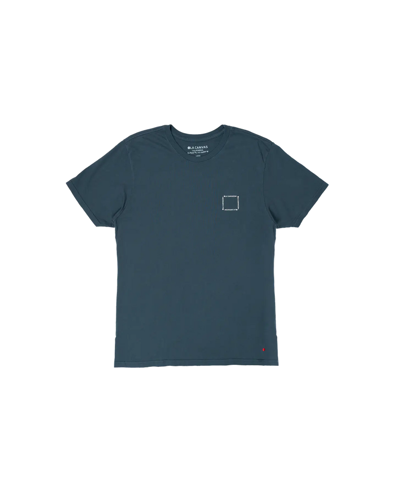 ola canvas single fin tee steel blue front