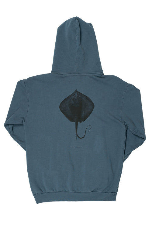 ola canvas ray back hoodie steel blue back print
