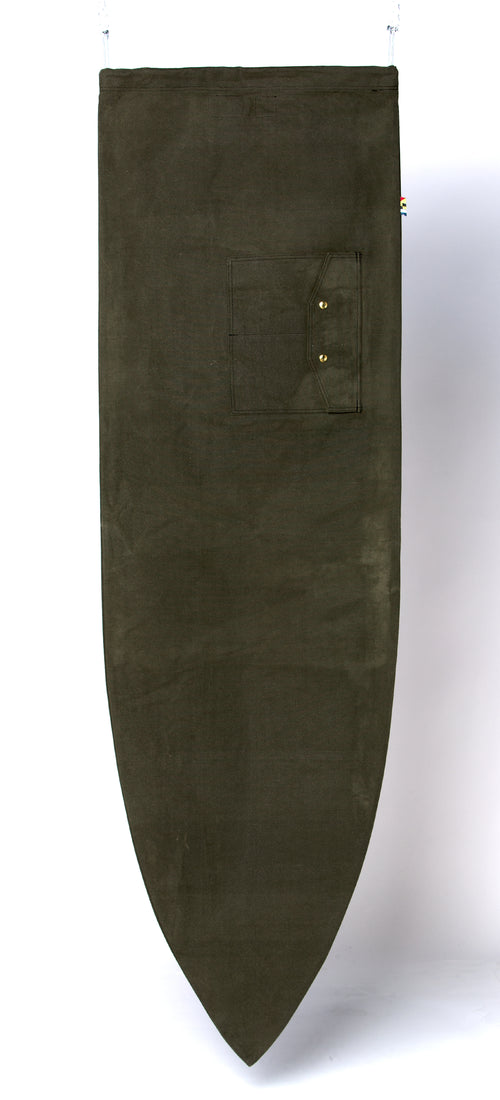ola canvas shortboard board bag military green - back